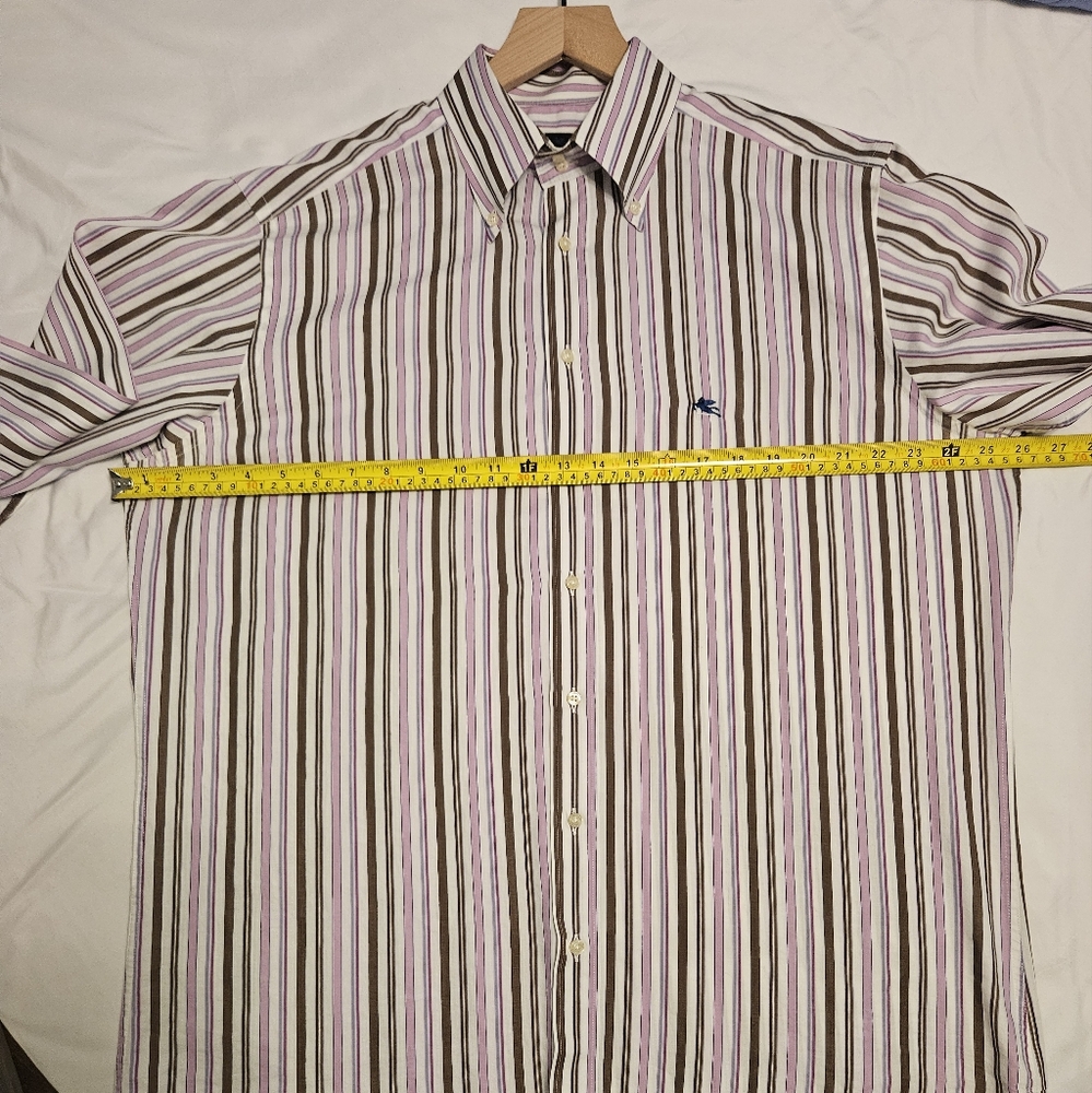 Etro Purple and White Casual Button Down Shirt Long Sleeve